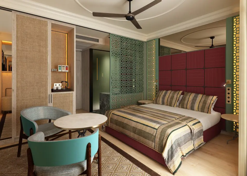 Estudio b76. Hab. Doble estándar. Infografía del futuro Hotel de Vibra Hotels en Sevilla