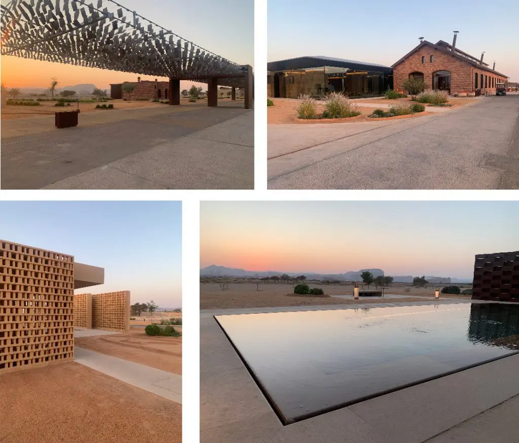 Espacios exteriores del Hotel Chedi Hegra. Fotografía Estudio b76.