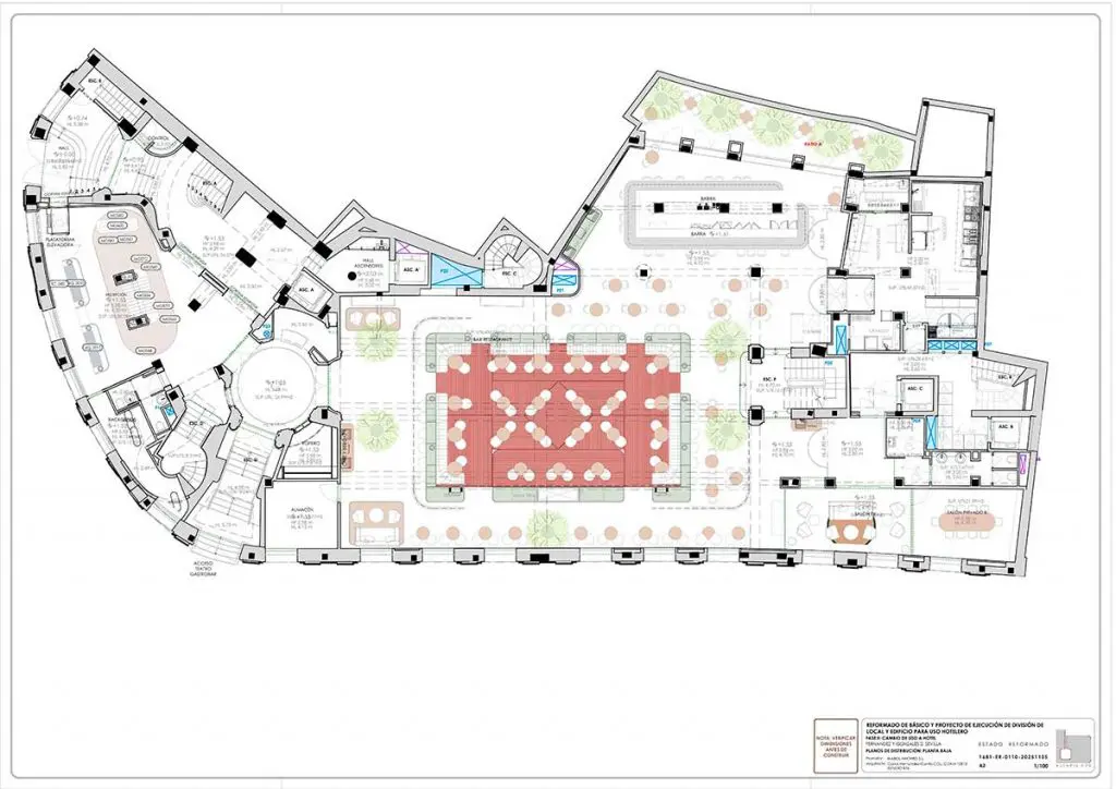 Planta baja. Hotel Fénix Sevilla. Proyecto Estudio b76