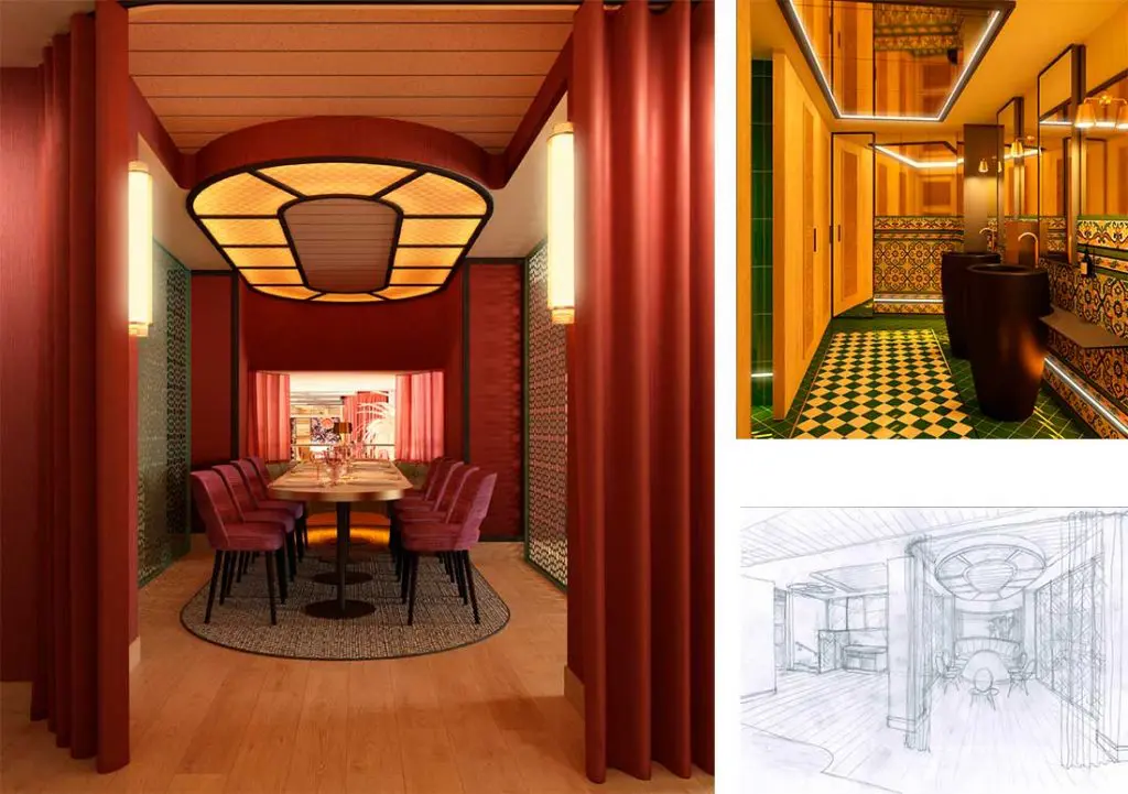 Privados, infografía y dibujo. Aseos. Hotel Fénix Sevilla. Proyecto Estudio b76.